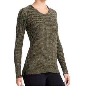Athleta Lodge Cashmere Textured Sweater green XS